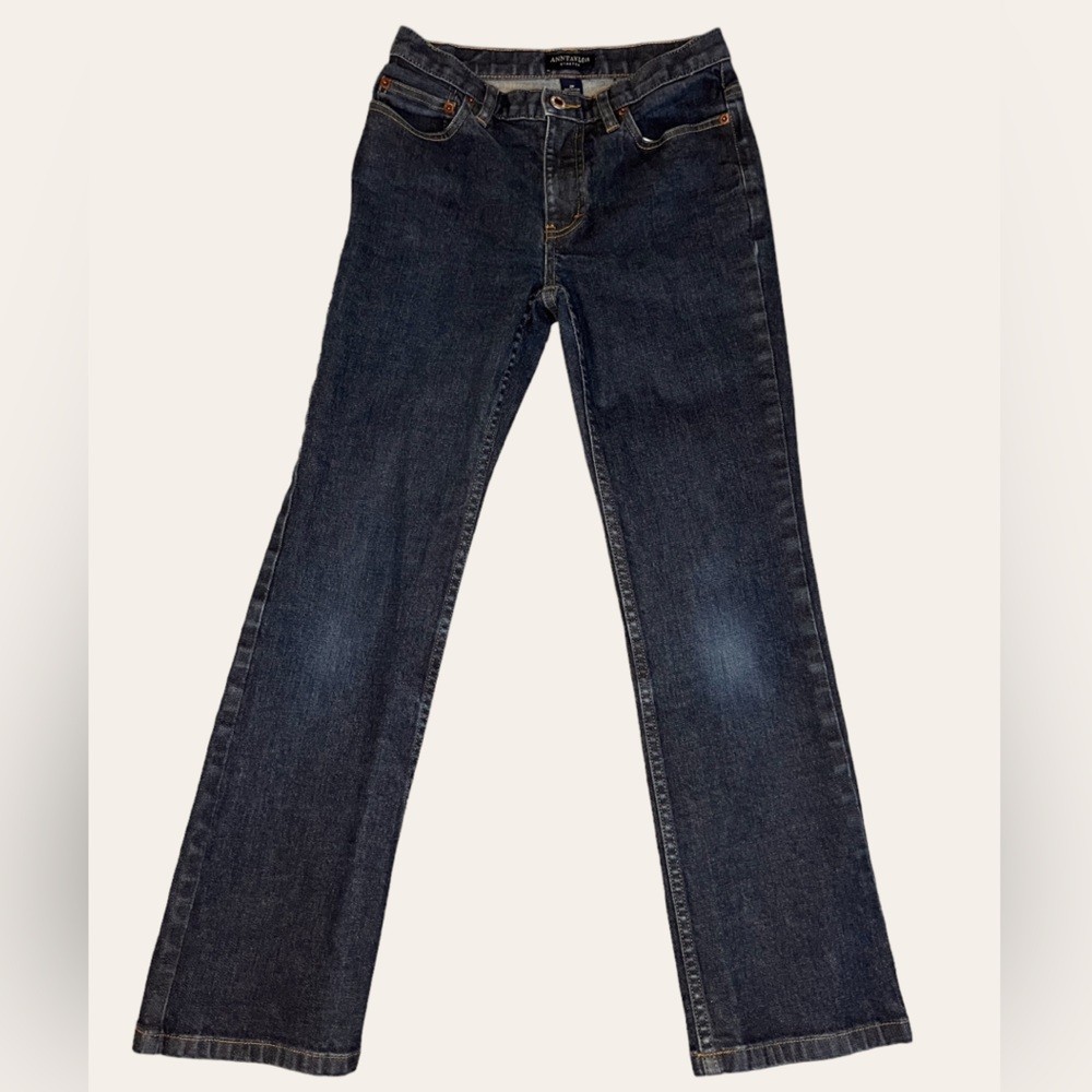 Ann Taylor Petite Mid Rise Straight Leg Dark Denim Jeans Size 2